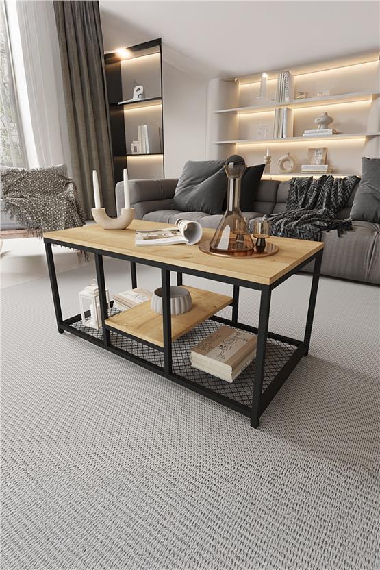 Deconode Cross Orta Sehpa Siyah-Çam DN1038SÇ
