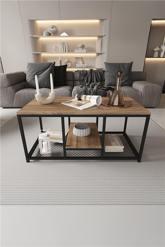 Deconode Cross Orta Sehpa Siyah-Kahverengi DN1038SK