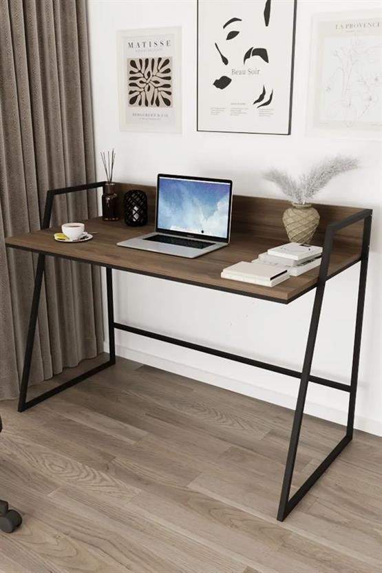 Deconode Diago Raflı Çalışma Masası Siyah-Kahverengi DN1159SK