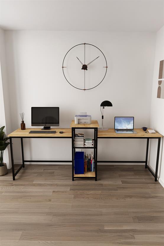 Deconode Duodesk 2 Kişilik Çalışma Masası  Siyah-Çam DN1144SÇ