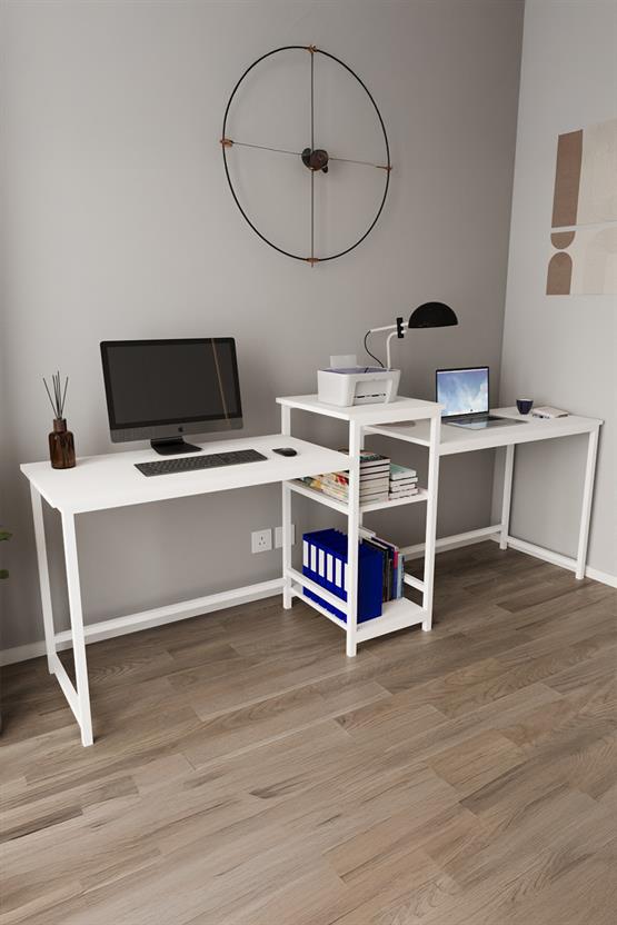 Deconode Duodesk 2 Kişilik Çalışma Masası Beyaz- Beyaz DN1144BB