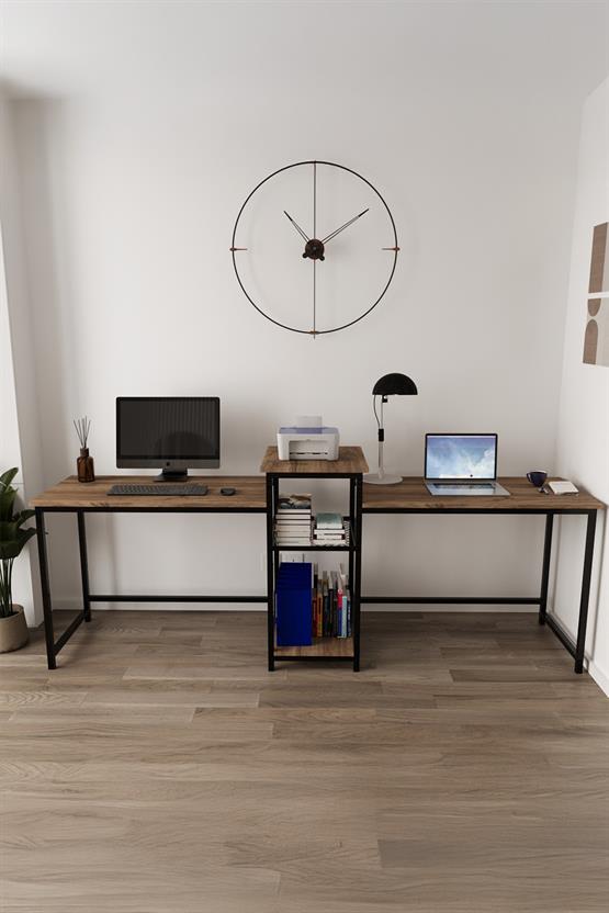 Deconode Duodesk 2 Kişilik Çalışma Masası Siyah-Kahverengi DN1144SK