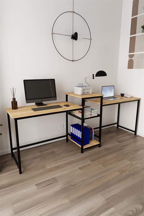 Deconode Duodesk 2 Kişilik Çalışma Masası  Siyah-Çam DN1144SÇ
