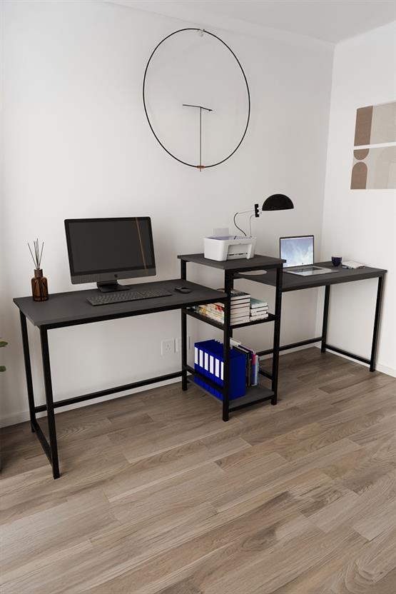 Deconode Duodesk 2 Kişilik Çalışma Masası Siyah-Antrasit DN1144SA