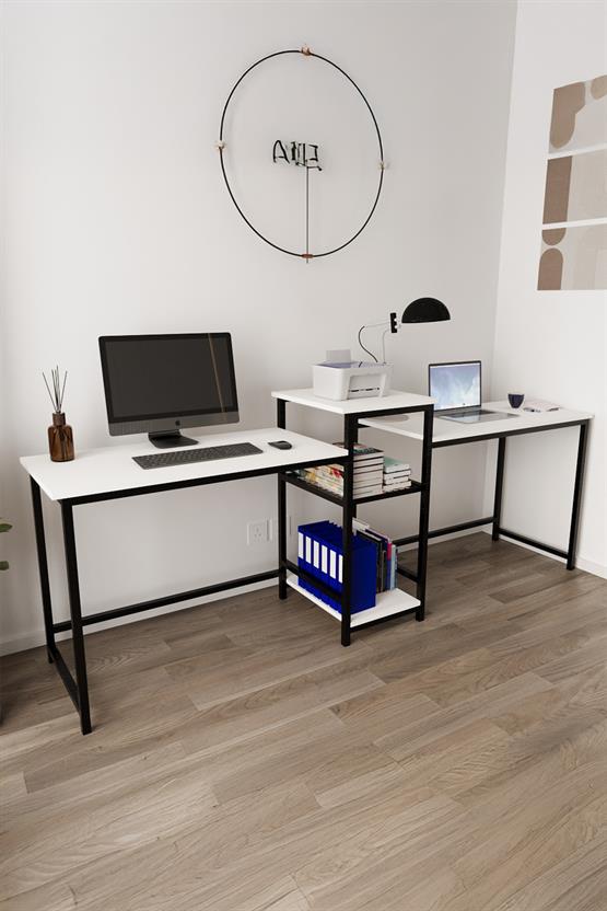Deconode Duodesk 2 Kişilik Çalışma Masası Siyah- Beyaz DN1144SB