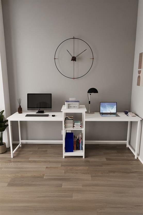 Deconode Duodesk 2 Kişilik Çalışma Masası Beyaz- Beyaz DN1144BB