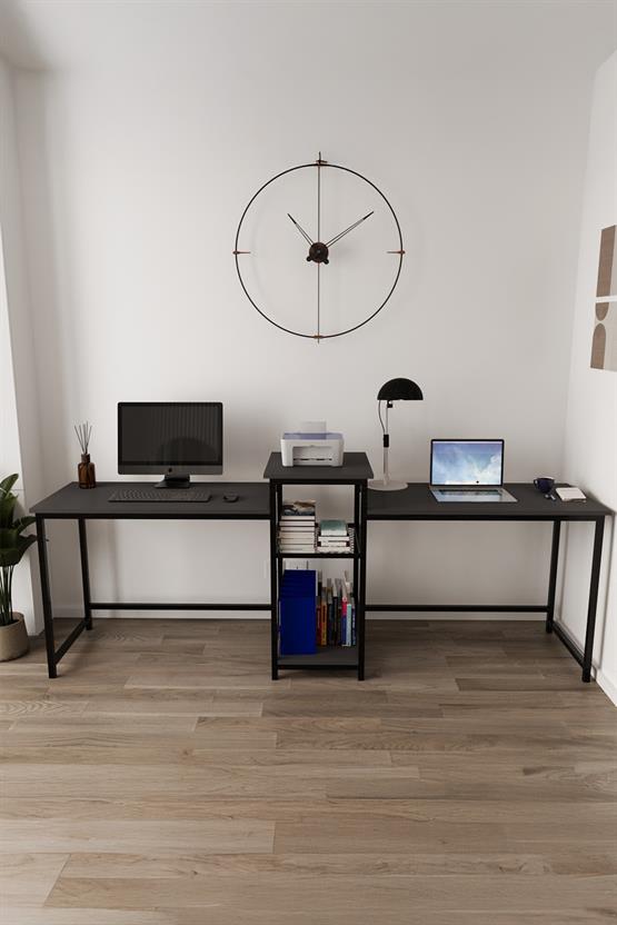 Deconode Duodesk 2 Kişilik Çalışma Masası Siyah-Antrasit DN1144SA