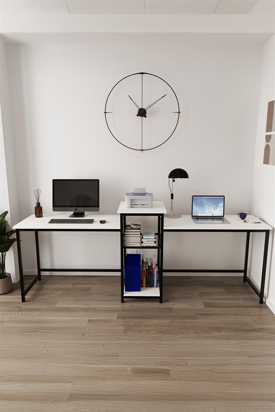 Deconode Duodesk 2 Kişilik Çalışma Masası Siyah- Beyaz DN1144SB