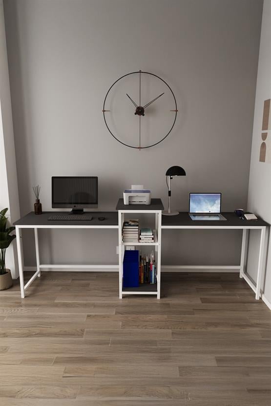 Deconode Duodesk 2 Kişilik Çalışma Masası Beyaz-Antrasit DN1144BA