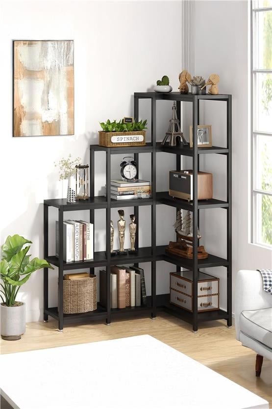 Deconode Edge Köşe Kitaplık Siyah-Antrasit DN1049SA