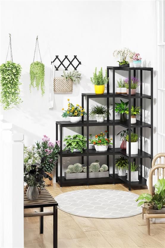 Deconode Edge Köşe Kitaplık Siyah-Antrasit DN1049SA