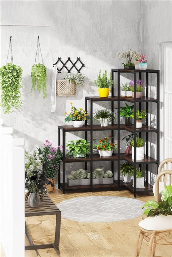 Deconode Edge Köşe Kitaplık Siyah-Kahverengi DN1049SK