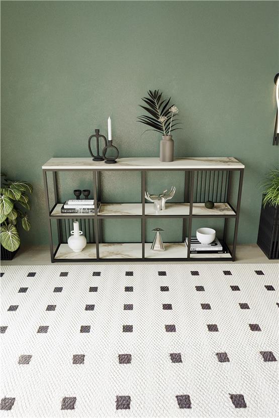 Deconode Eleganza Konsol Siyah- Beyaz Mermer DN1076SBM