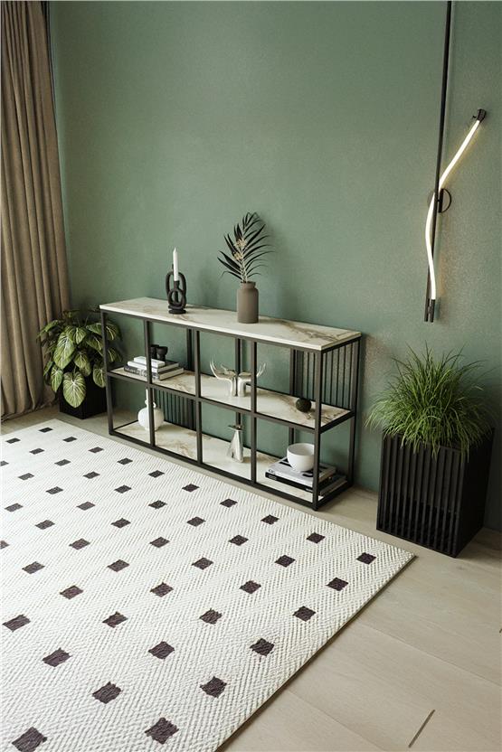 Deconode Eleganza Konsol Siyah- Beyaz Mermer DN1076SBM