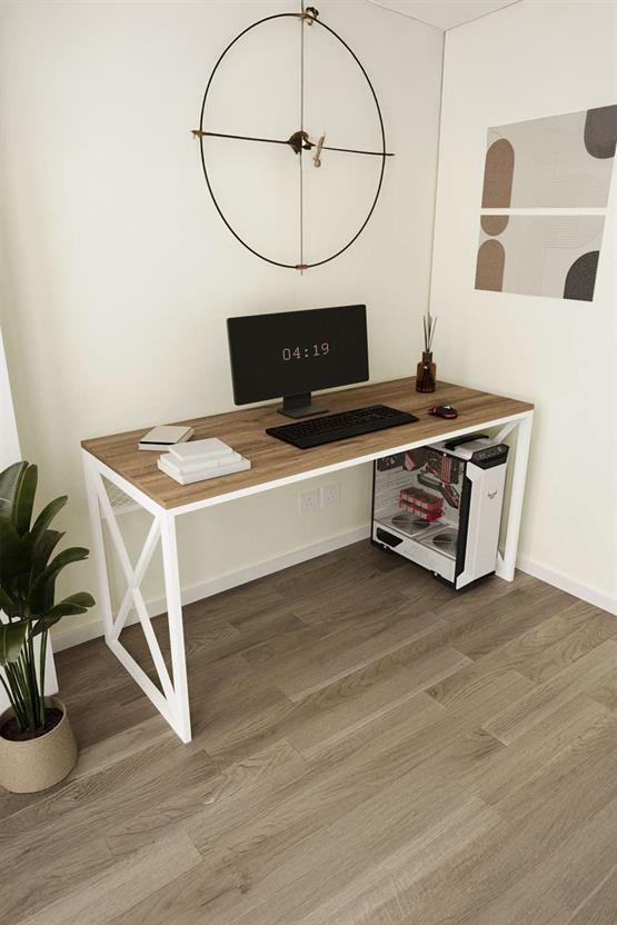 Deconode Exclusive Ofis Masası Beyaz-Kahverengi DN1125BK