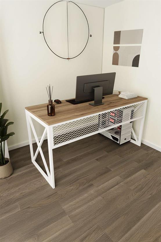 Deconode Exclusive Ofis Masası Beyaz-Kahverengi DN1125BK