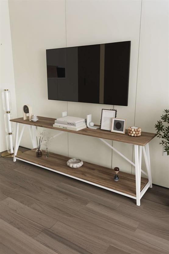 Deconode Horizon Konsol Beyaz-Kahverengi DN1062BK