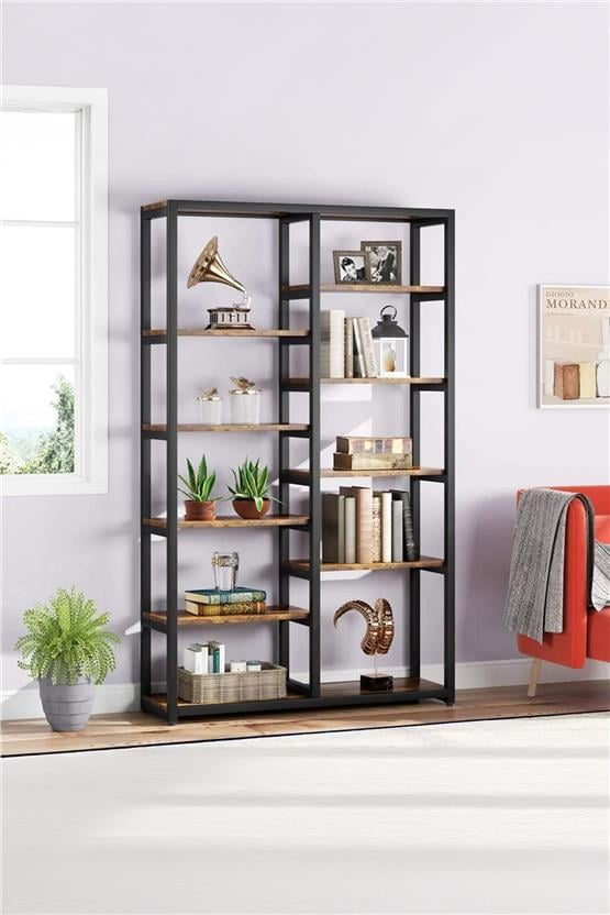 Deconode Lumina 10 Bölmeli Kitaplık Siyah-Kahverengi DN1065SK