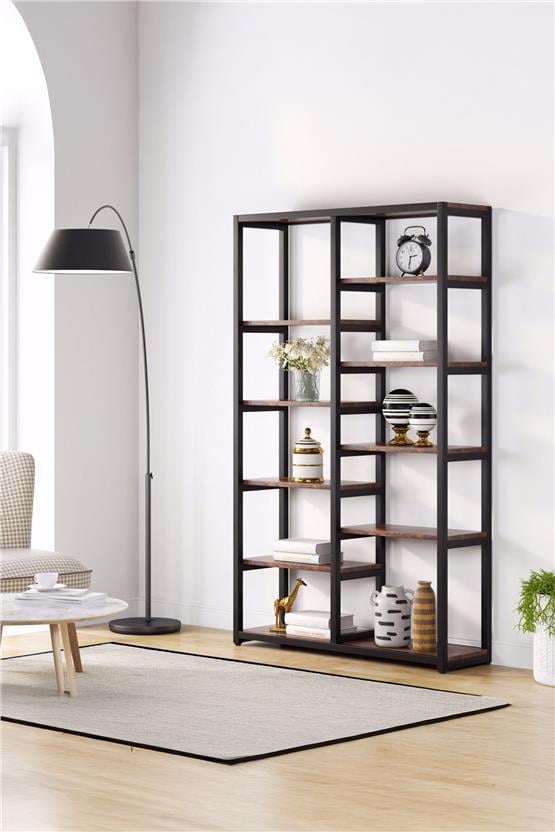 Deconode Lumina 10 Bölmeli Kitaplık Siyah-Kahverengi DN1065SK