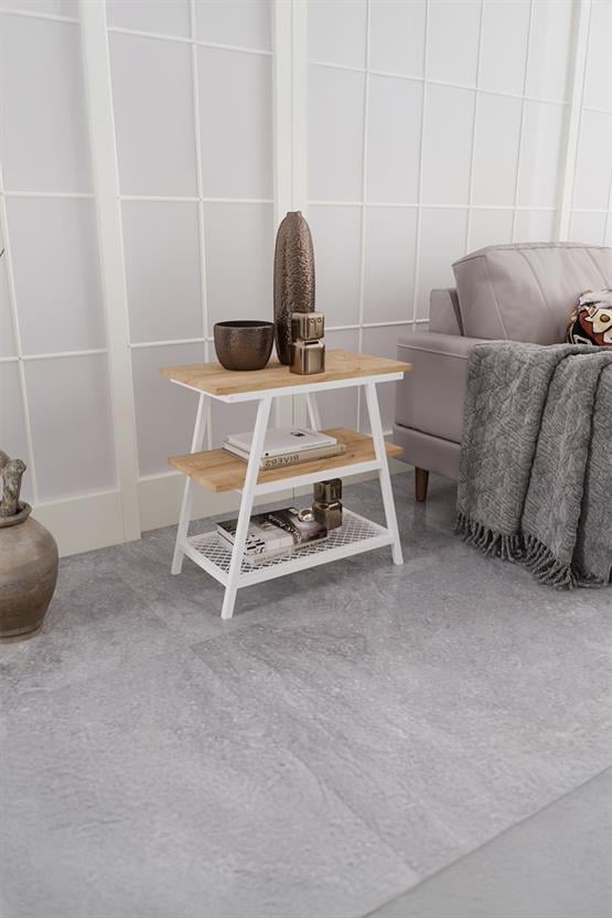 Deconode Marla Yan Sehpa Beyaz-Çam DN1071BÇ