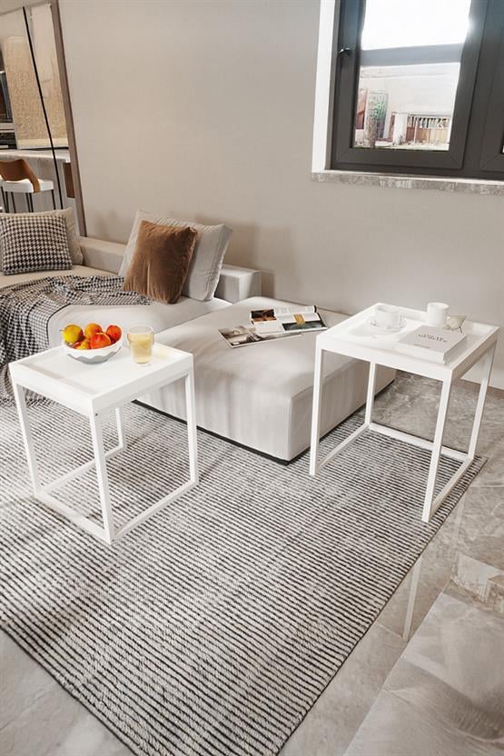 Deconode Mira Tepsili Sehpa Seti Beyaz-Beyaz