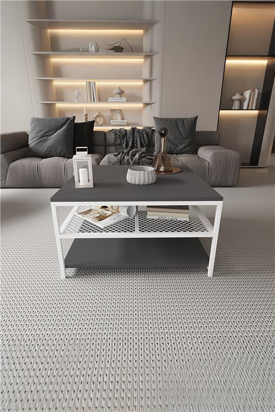 Deconode Mirage Orta Sehpa Beyaz-Antrasit DN1045BA