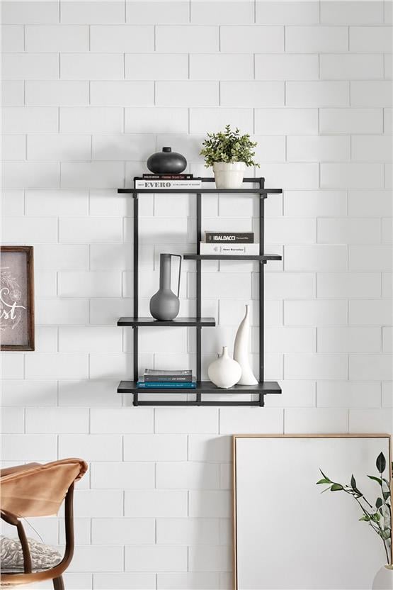 Deconode Nirvana Duvar Rafı Siyah-Antrasit DN1087SA