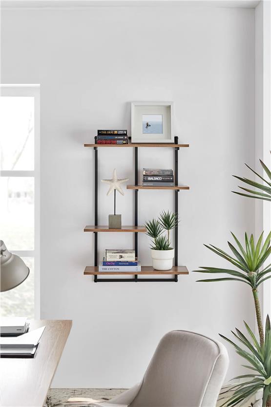 Deconode Nirvana Duvar Rafı Siyah-Kahverengi DN1087SK