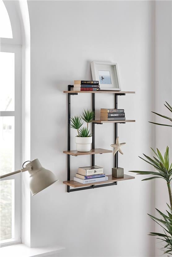 Deconode Nirvana Duvar Rafı Siyah-Kahverengi DN1087SK