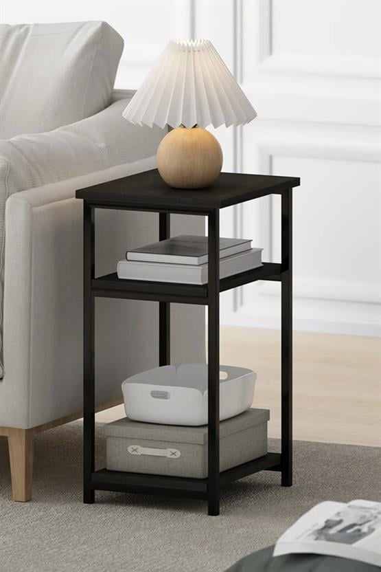 Deconode Nish 3 Raflı Yan Sehpa Siyah-Antrasit DN1046SA