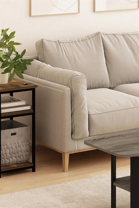 Deconode Nish 3 Raflı Yan Sehpa Siyah-Kahverengi DN1046SK