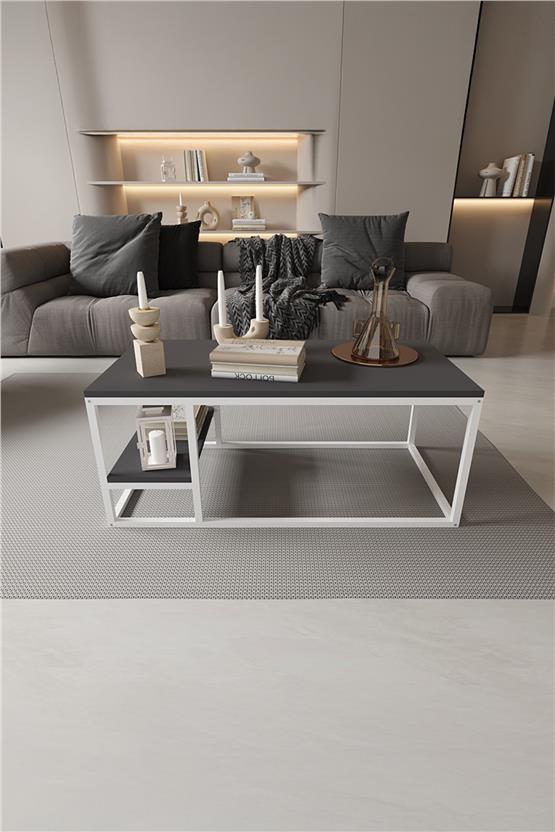 Deconode Octavio Orta Sehpa Beyaz-Antrasit DN1111BA