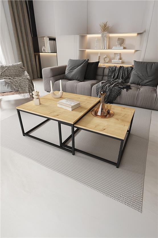 Deconode Prestige 2li Orta Sehpa Seti Siyah-Çam DN1116SÇ