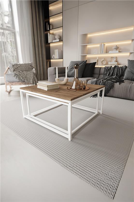 Deconode Prestige 2li Orta Sehpa Seti Beyaz-Kahverengi DN1116BK