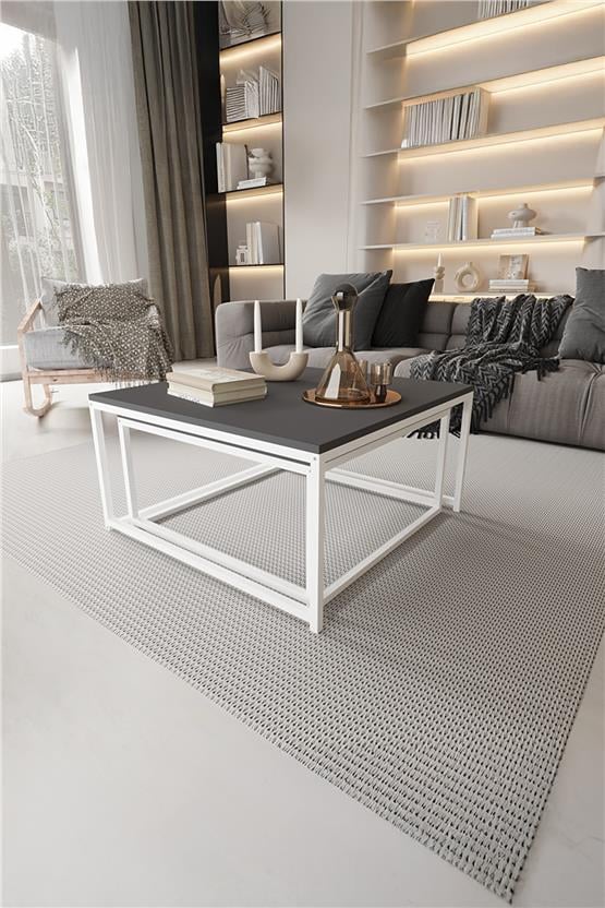 Deconode Prestige 2li Orta Sehpa Seti Beyaz-Antrasit DN1116BA