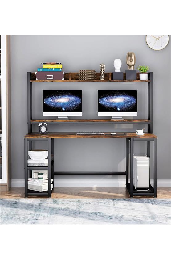 Deconode Regal Raflı Çalışma Masası Kahverengi DN1114K