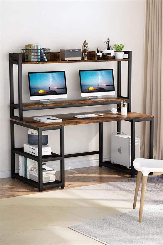 Deconode Regal Raflı Çalışma Masası Kahverengi DN1114K