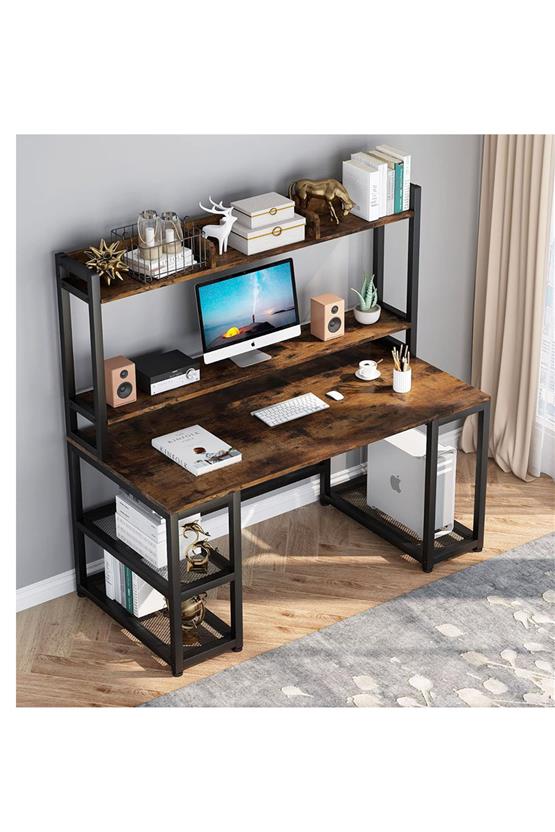 Deconode Regal Raflı Çalışma Masası Kahverengi DN1114K