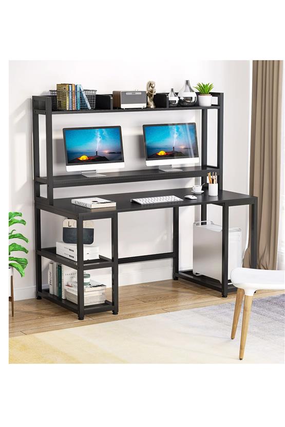 Deconode Regal Raflı Çalışma Masası Siyah Antrasit DN1114S