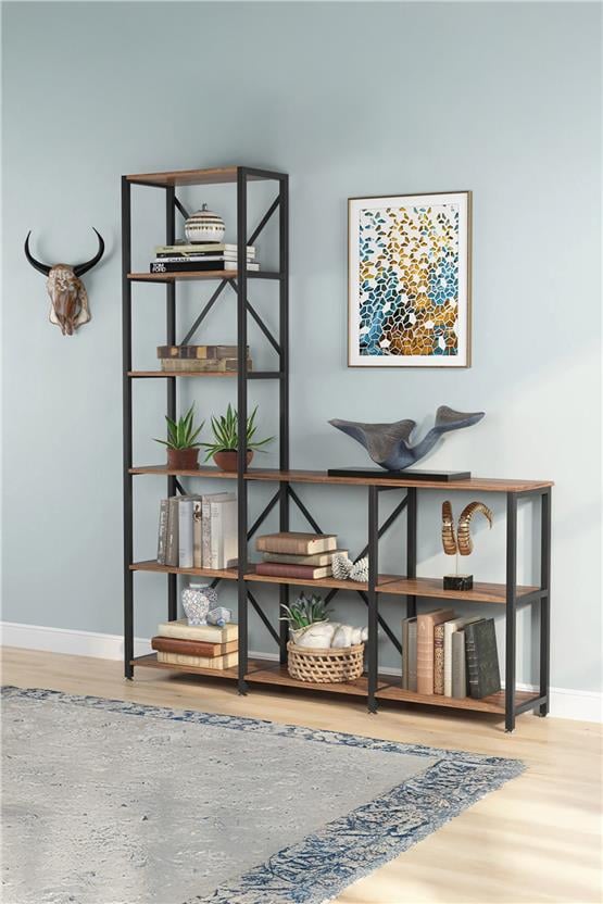 Deconode Rhapsody Etajer Kitaplık Siyah-Kahverengi DN1059SK