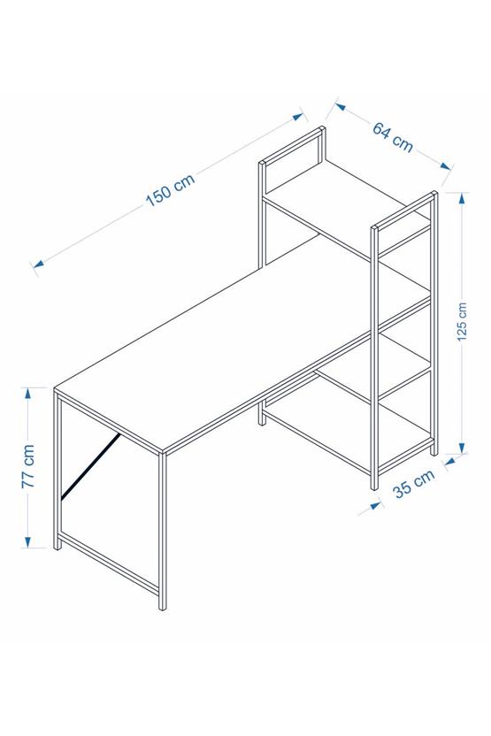 Deconode Smart Raflı Çalışma Masası Kahverengi DN1104K