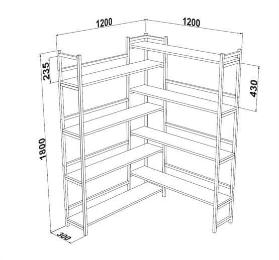 Deconode Style Köşe Kitaplık Beyaz- Beyaz DN1056BB