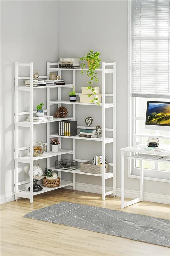 Deconode Style Köşe Kitaplık Beyaz- Beyaz DN1056BB