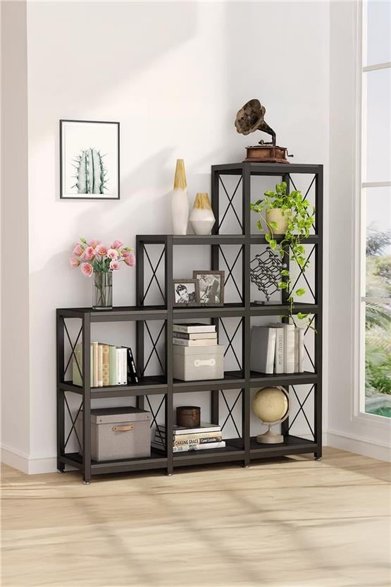 Deconode Verona Merdiven Kitaplık Siyah-Antrasit DN1146SA