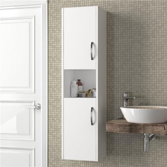 Dekorister 2 Kapaklı Asma Banyo Boy Dolabı Beyaz