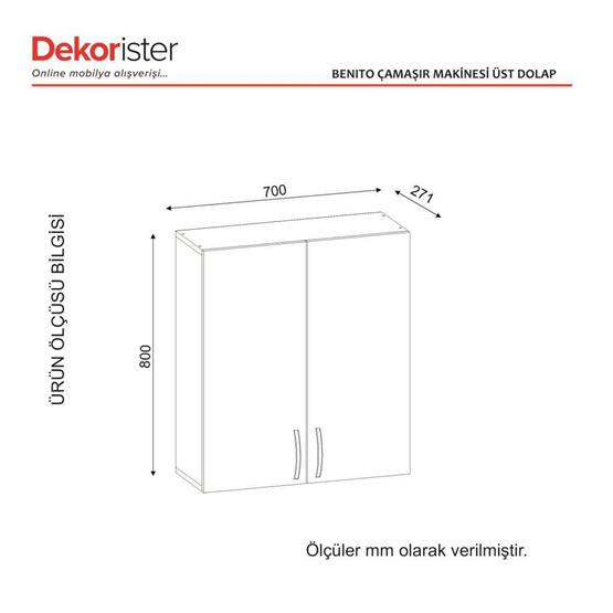 Dekorister Benito Çamaşır Makinesi Üst Dolabı Beyaz