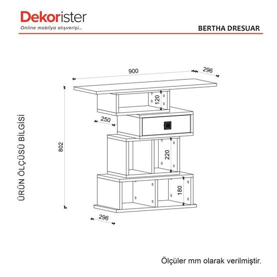 Dekorister Bertha Dresuar Antrasit  Mermer