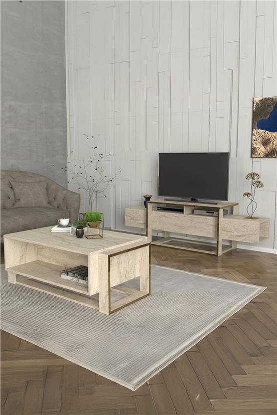 Dekorister Bianco Orta Sehpa Traverten