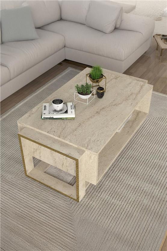 Dekorister Bianco Orta Sehpa Traverten