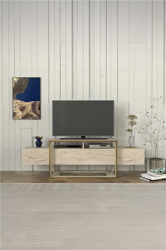 Dekorister Bianco Tv Sehpası Traverten